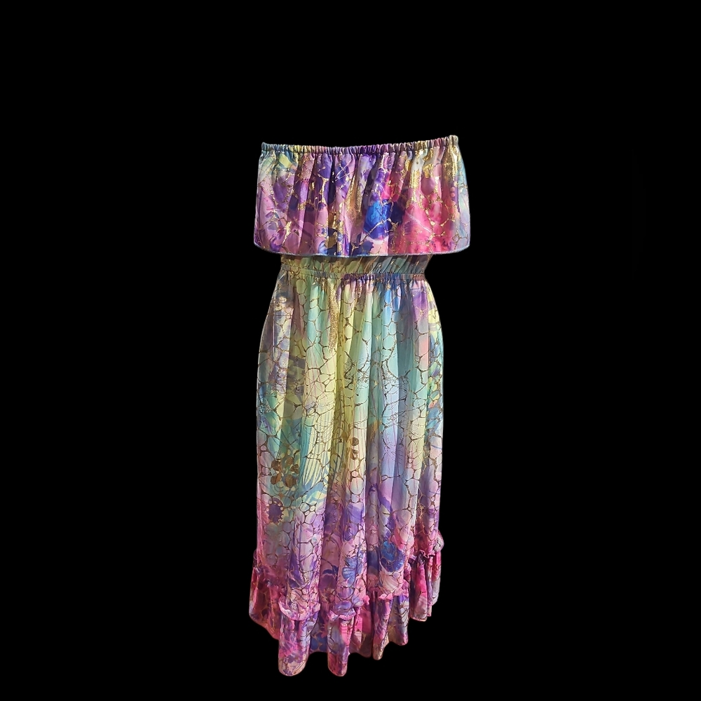 Colorful Strapless Dress - Picture 3 of 9
